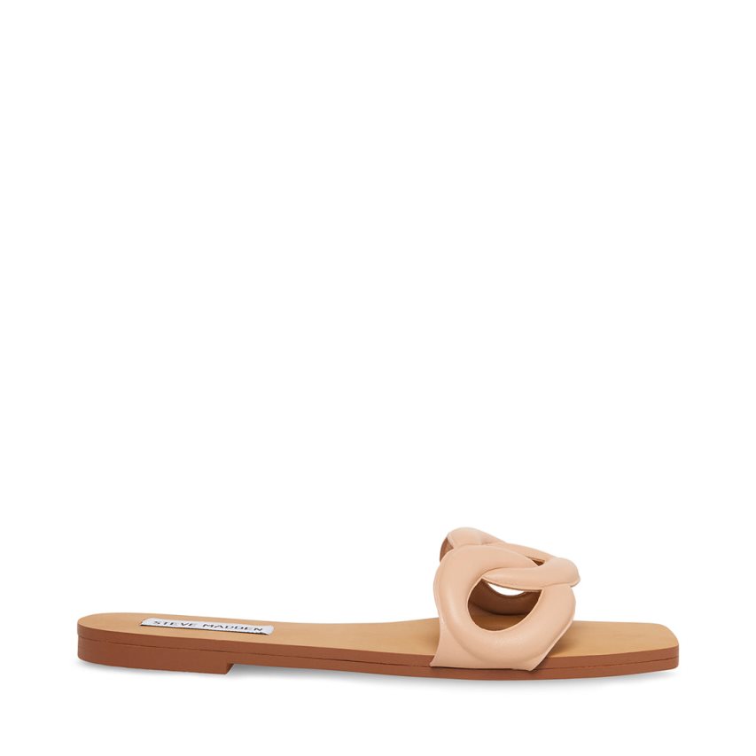 Pink Steve Madden Marcie Leather Women\'s Slides | PH 4657FZX